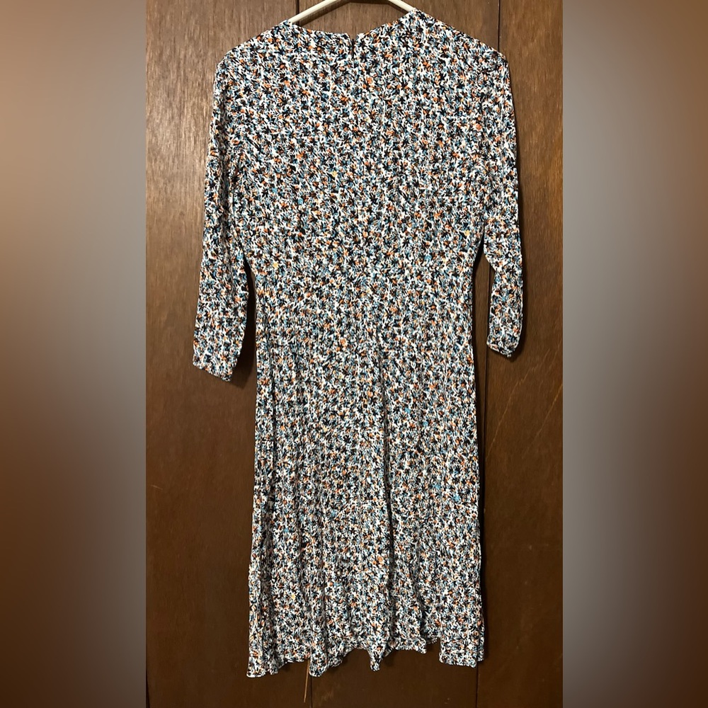 LOFT Black and White Sheath Dress 3/4 Sleeve - Picture 3 of 10